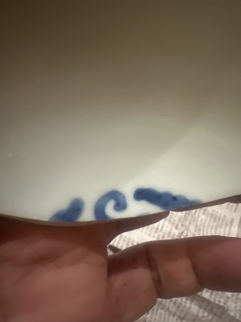 古玩陶瓷白釉暗刻內青花瓷片（日本）真品鑒賞圖