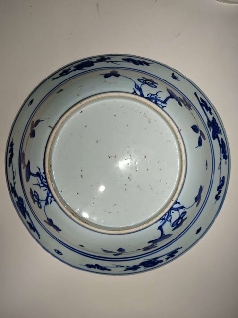 古玩陶瓷青花李貴鰱鳙圖折沿盤真品鑒賞圖