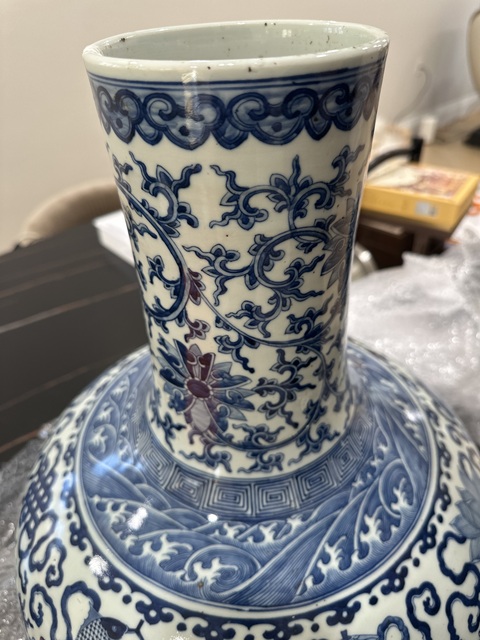 古玩陶瓷佛家八寶青花盤真品鑒賞圖