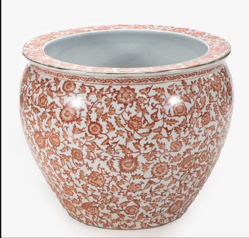 古玩陶瓷青花礬紅缸真品鑒賞圖