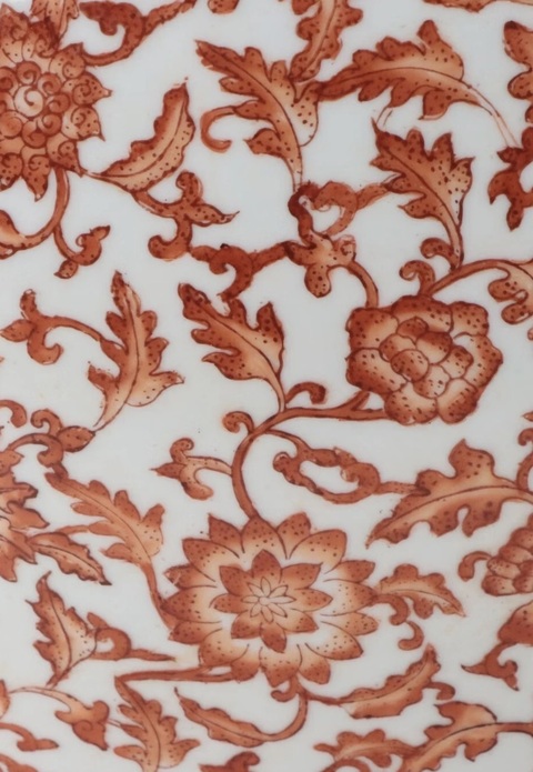 古玩陶瓷青花礬紅缸真品鑒賞圖