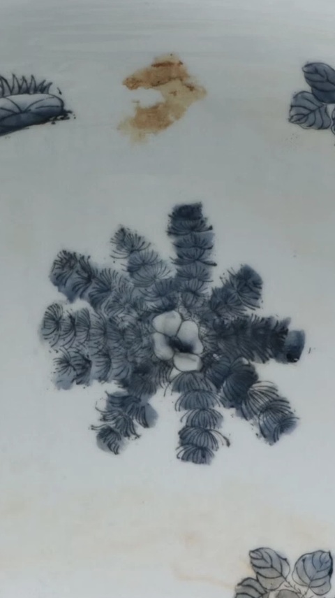 古玩陶瓷青花礬紅缸真品鑒賞圖