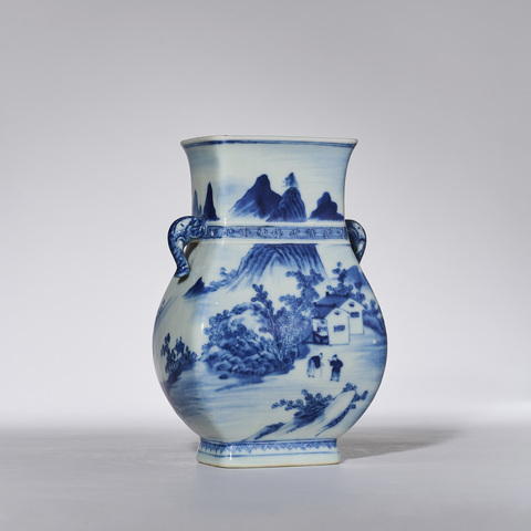 古玩陶瓷清雍正 青花山水象耳瓶拍賣,當(dāng)前價(jià)格89800元