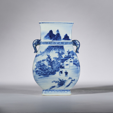 古玩陶瓷清雍正 青花山水象耳瓶拍賣,當(dāng)前價(jià)格89800元