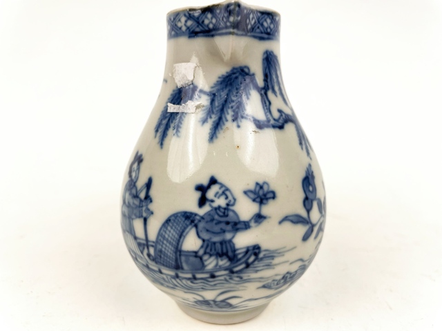 古玩陶瓷清中早期·青花泛舟垂柳圖執壺拍賣，當前價格792元