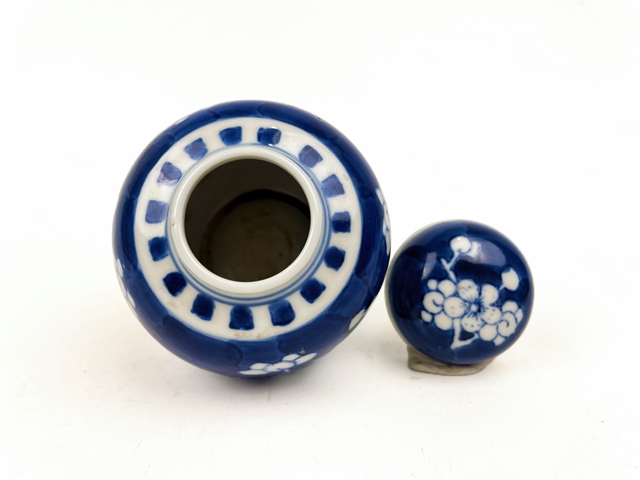 古玩陶瓷清晚期·青花冰梅蓋罐真品鑒賞圖
