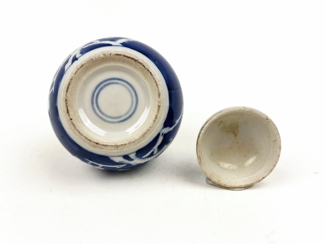 古玩陶瓷清晚期·青花冰梅蓋罐真品鑒賞圖