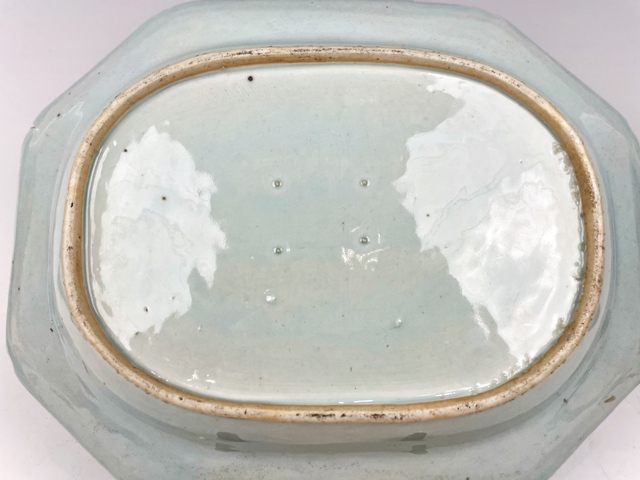 古玩陶瓷清乾隆.青花山水樓閣人物八方大長盤真品鑒賞圖