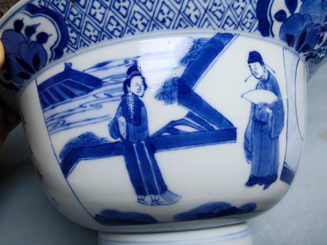 古玩陶瓷康熙·青花人物故事詩文碗 真品鑒賞圖