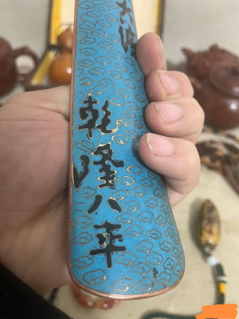 古玩陶瓷景泰藍鞋拔真品鑒賞圖