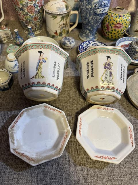 古玩陶瓷粉彩四美圖花盆真品鑒賞圖