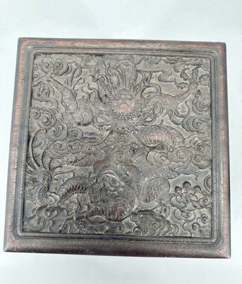 古玩雜項龍紋木箱真品鑒賞圖