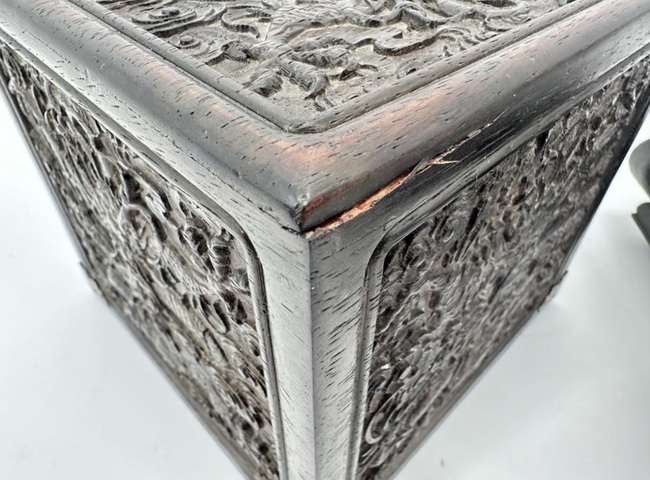 古玩雜項龍紋木箱真品鑒賞圖