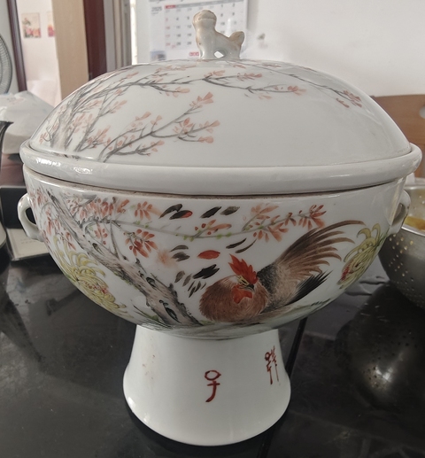古玩陶瓷晚清淺降彩名家溫鍋真品鑒賞圖
