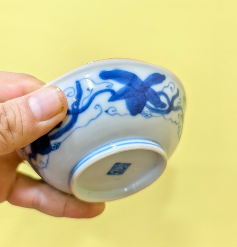 古玩陶瓷清晚期 青花雙龍戲珠碟真品鑒賞圖