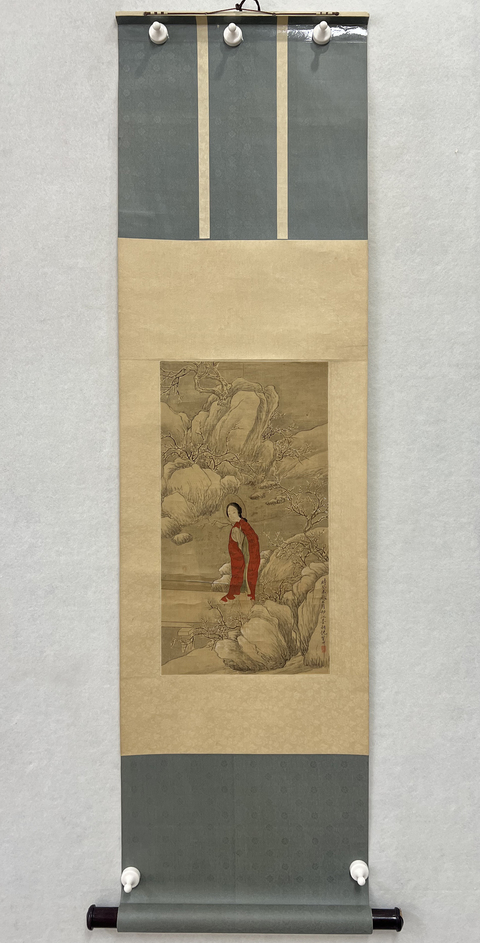 古玩字畫民國仿倪寶田人物真品鑒賞圖