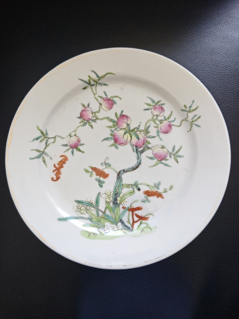 古玩陶瓷粉彩福壽紋盤真品鑒賞圖