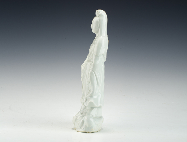 古玩陶瓷民國(guó)·白釉觀音瓷塑真品鑒賞圖