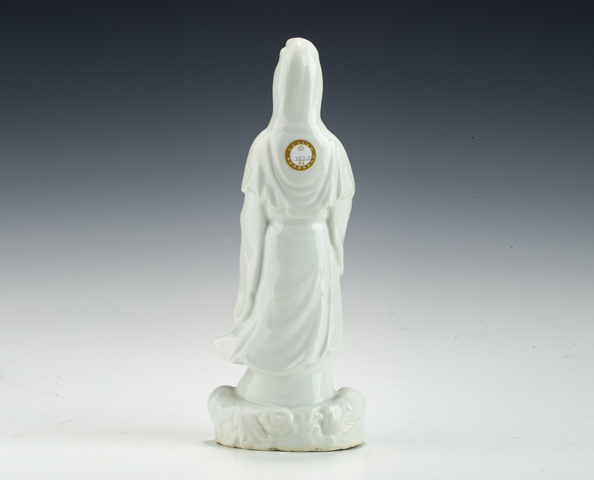 古玩陶瓷民國(guó)·白釉觀音瓷塑真品鑒賞圖