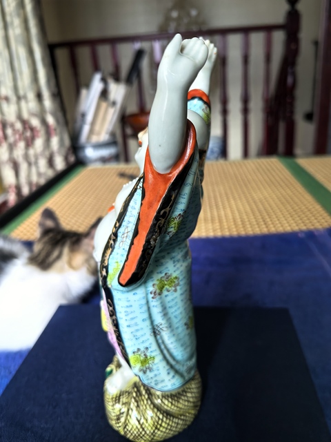 古玩陶瓷粉彩彌勒佛站像真品鑒賞圖