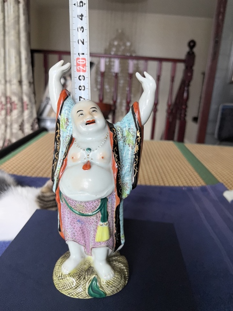 古玩陶瓷粉彩彌勒佛站像真品鑒賞圖