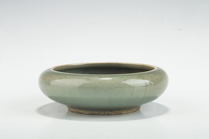 古玩陶瓷清晚·青釉小鏜鑼洗真品鑒賞圖