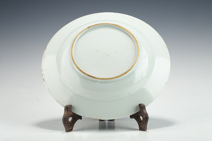 古玩陶瓷清中·青花花鳥紋折沿盤真品鑒賞圖