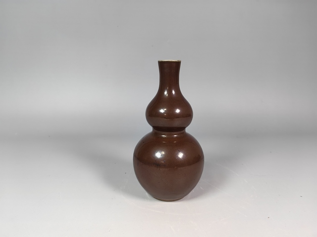 古玩陶瓷清中紫金釉葫蘆瓶真品鑒賞圖