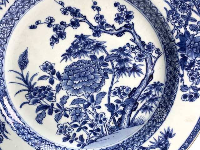 古玩陶瓷清康熙·青花梅蘭竹菊紋大盤拍賣，當前價格5124元