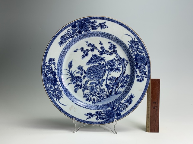 古玩陶瓷清康熙·青花梅蘭竹菊紋大盤拍賣，當前價格5124元