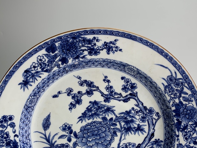 古玩陶瓷清康熙·青花梅蘭竹菊紋大盤拍賣，當前價格5124元