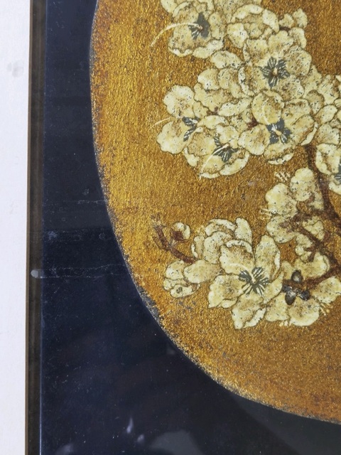 古玩字畫佚名金箋工筆團扇臘梅圖真品鑒賞圖