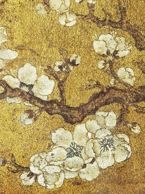 古玩字畫佚名金箋工筆團扇臘梅圖真品鑒賞圖