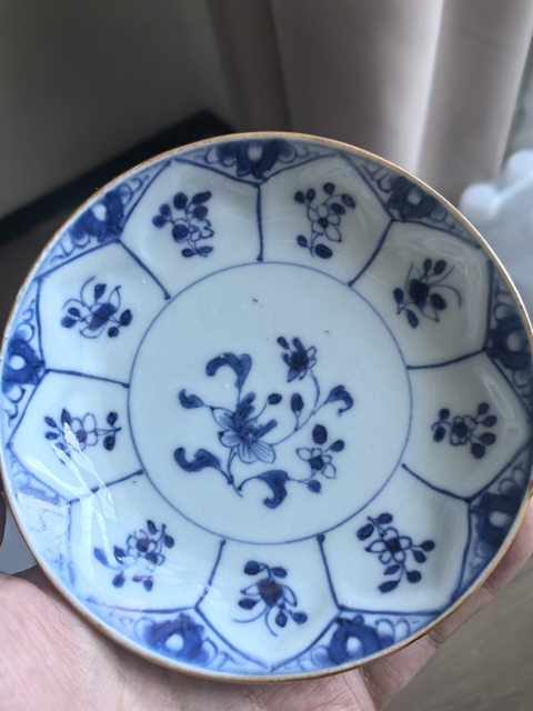 古玩陶瓷康熙青花花卉紋杯碟拍賣,當前價格999元
