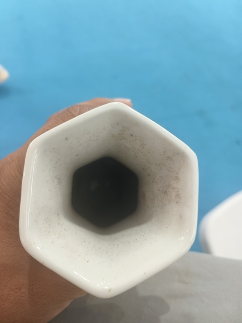 古玩陶瓷青花花卉紋六方瓶真品鑒賞圖