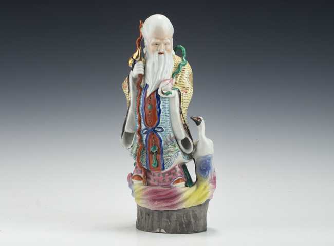 古玩陶瓷民國·粉彩壽星塑像真品鑒賞圖