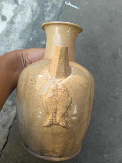 古玩陶瓷長沙窯貼塑雙魚執(zhí)壺真品鑒賞圖