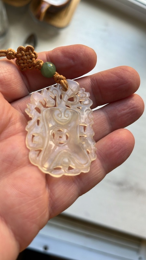 古玩玉器玉蒲扇佩真品鑒賞圖
