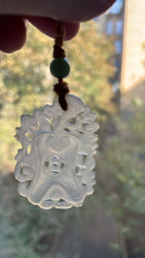 古玩玉器玉蒲扇佩真品鑒賞圖