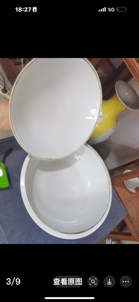 古玩陶瓷花鳥紋粉彩蓋盆真品鑒賞圖
