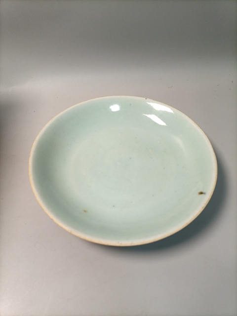 古玩陶瓷豆青釉盤拍賣,當前價格328元