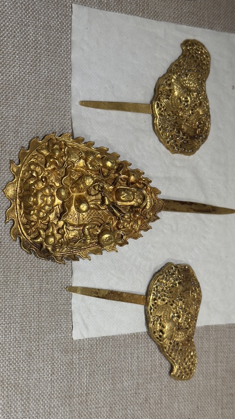 古玩雜項明代金掩鬢真品鑒賞圖