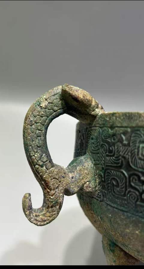 古玩銅器蟠虺紋青銅匜真品鑒賞圖