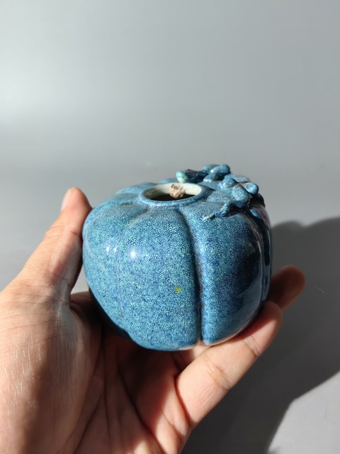 古玩陶瓷爐鈞釉螭龍水盂真品鑒賞圖