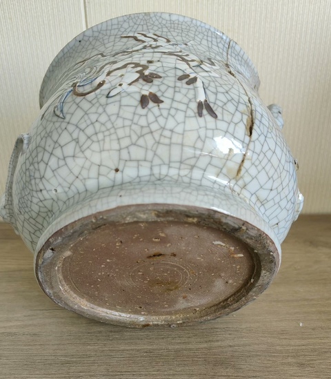 古玩陶瓷哥釉彩繪麒麟紋香爐真品鑒賞圖