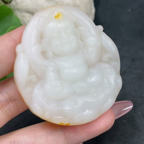 古玩玉器23天然和田玉哪吒掛件  配證書拍賣，當前價格560元