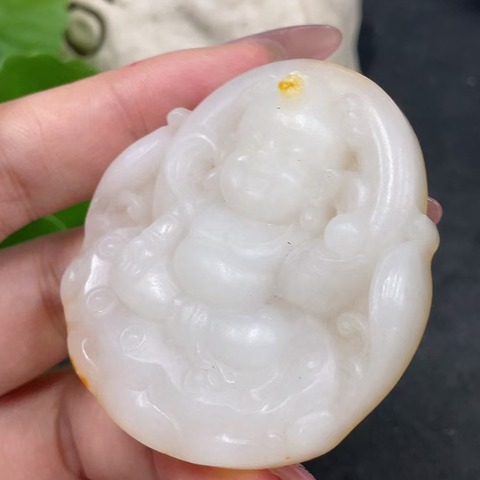 古玩玉器23天然和田玉哪吒掛件  配證書拍賣，當前價格560元