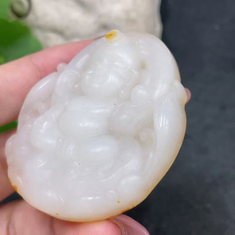 古玩玉器23天然和田玉哪吒掛件  配證書拍賣，當前價格560元