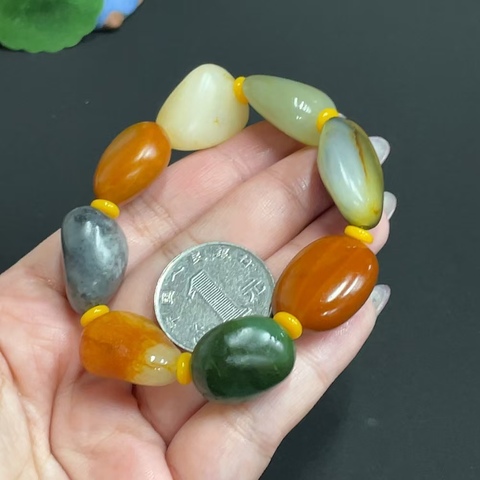 古玩玉器天然和田玉多寶手串真品鑒賞圖