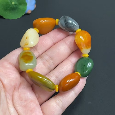 古玩玉器天然和田玉多寶手串真品鑒賞圖